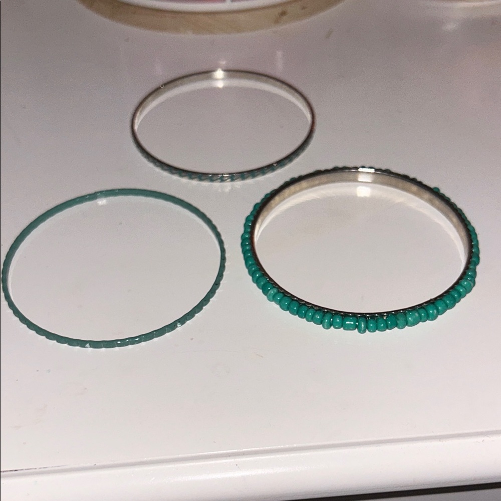Elegant Turquoise and Silver Bangle Bracelets.